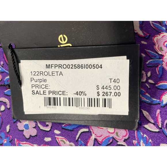 Maje Floral Ruched Cut Out Mini Dress Size 40 Large NWT - Picture 9 of 11